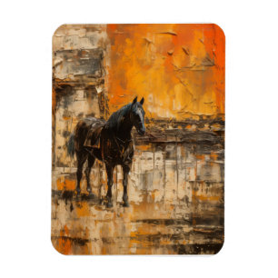 Majestueus Paard in Abstracte zonsondergang Magneet