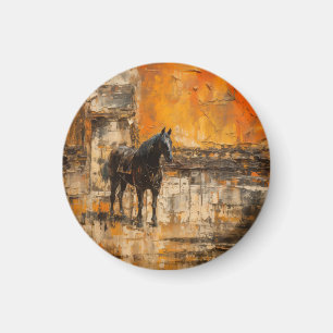 Majestueus Paard in Abstracte zonsondergang Magneet