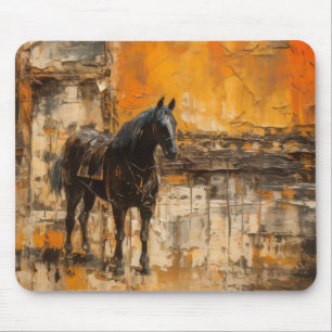 Majestueus Paard in Abstracte zonsondergang Muismat