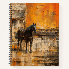 Majestueus Paard in Abstracte Zonsondergang Notitieboek