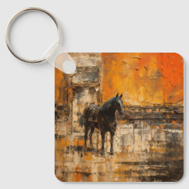 Majestueus Paard in Abstracte zonsondergang Sleutelhanger