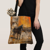 Majestueus Paard in Abstracte zonsondergang Tote Bag (Dichtbij)