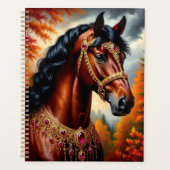 Majestueus paard met  gouden harnas planner (Voorkant)