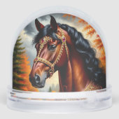 Majestueus paard met  gouden harnas sneeuwbol (Achterkant)