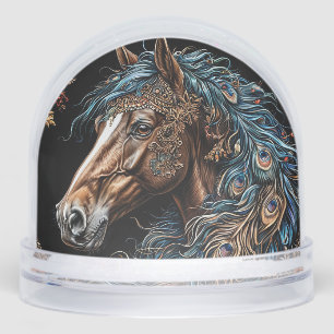 Majestueus Paard Met Sierlijke Blauwe Manen Sneeuwbol