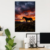 Majestueus Paard Silhouet Zonsondergang Poster | L (Thuiskantoor)