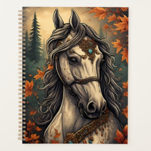 Majestueus paard versierd met gouden juwelen planner