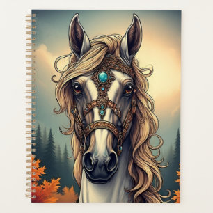 Majestueus paard versierd met gouden juwelen planner