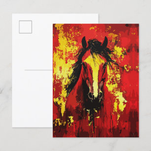 Majestueus Paard – Vurig Karakter in Goud en Rood Briefkaart