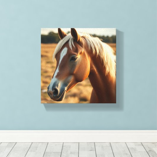 Majestueus paardenportret canvas afdruk (Insitu (Houten vloer))
