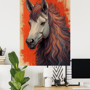 Majestueus Paardenportret Kunstposter   Golvende M Poster