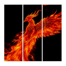 🔥 Majestueus Phoenix Triptiek - Ontsteek Je Ruimt