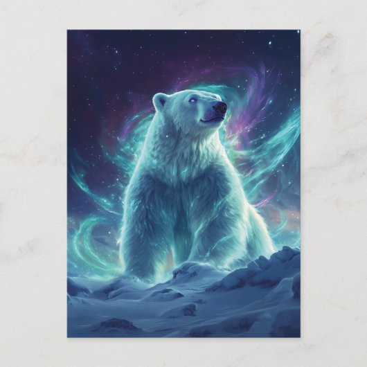 Majestueus Polar Beer Design met noorderlicht Feestdagenkaart (Voorkant)
