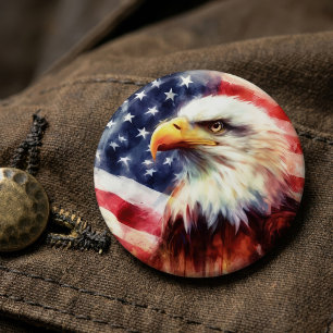 Majestueus Portret van een Amerikaanse Zeearend me Ronde Button 6,0 Cm