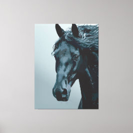 Majestueus Portret van een Zwarte Paard Canvas Afdruk