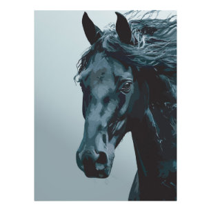 Majestueus Portret van een Zwarte Paard Foto Afdruk
