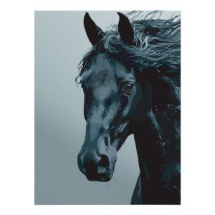Majestueus Portret van een Zwarte Paard Perfect Poster
