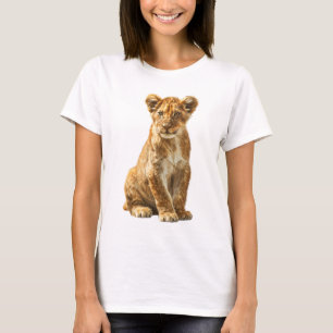Majestueus portret van gouden leeuwenwelp vrouwen t-shirt