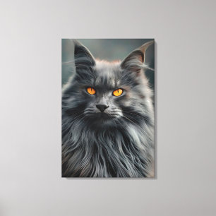 Majestueus Portretontwerp van Langharige Kat Canvas Afdruk