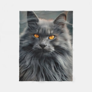 Majestueus Portretontwerp van Langharige Kat Fleece Deken