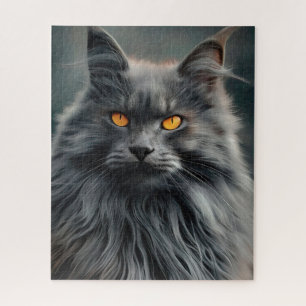 Majestueus Portretontwerp van Langharige Kat Legpuzzel