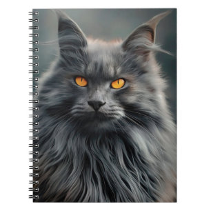 Majestueus Portretontwerp van Langharige Kat Notitieboek
