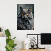 Majestueus Portretontwerp van Langharige Kat Poster (Thuiskantoor)