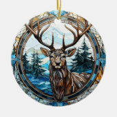 Majestueus rendier glas-in-lood kerstbal keramisch ornament (Voorkant)
