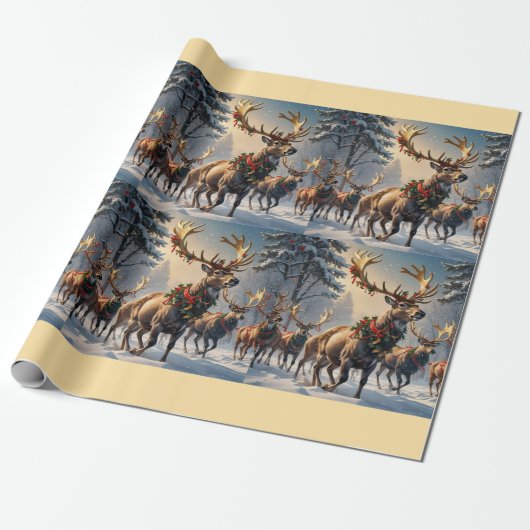 Majestueus rendier in een winterwonderland - Matte Cadeaupapier (Uitgerold)