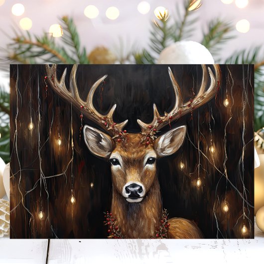 Majestueus rendier met Edison Lights Feestdagen Kaart