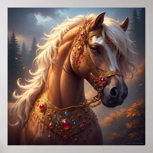 Majestueus Rode Paard Poster (Voorkant)