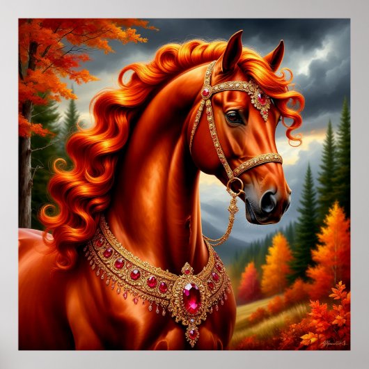 Majestueus Rode Paard Poster (Voorkant)