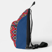 Majestueus rood-blauw ingewikkeld diamantpatroon  sling bag (Rechts)