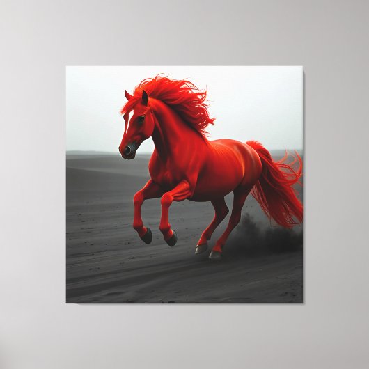 Majestueus rood paard in galop canvas afdruk (Voorkant)