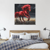 Majestueus rood paard in galop canvas afdruk (Insitu (Slaapkamer))