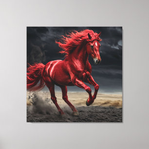 Majestueus rood paard in galop canvas afdruk