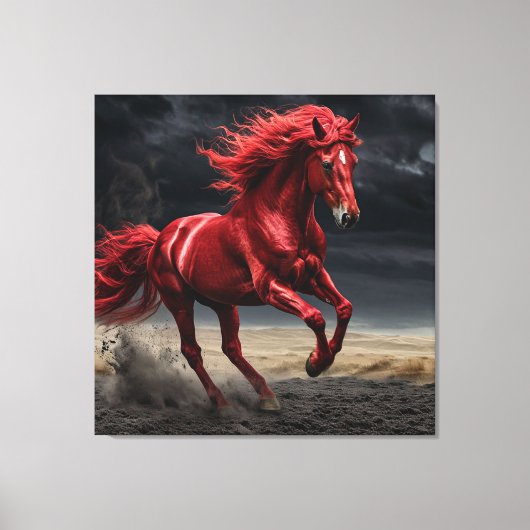 Majestueus rood paard in galop canvas afdruk (Voorkant)