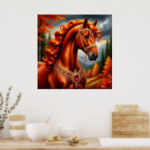majestueus rood paard poster (Keuken)