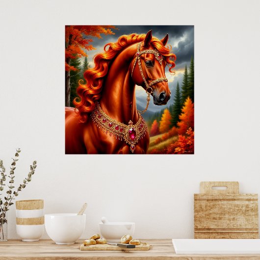 majestueus rood paard poster (Keuken)