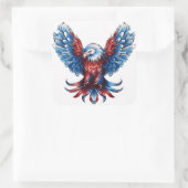 Majestueus rood, wit, blauw, adelaar vierkante sticker (Tas)