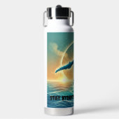 Majestueus schilderij van de blauwe vinvis waterfles (Voorkant)