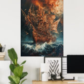 Majestueus schip in het Ocean Painting Poster (Thuiskantoor)