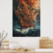 Majestueus schip in het Ocean Painting Poster (Keuken)