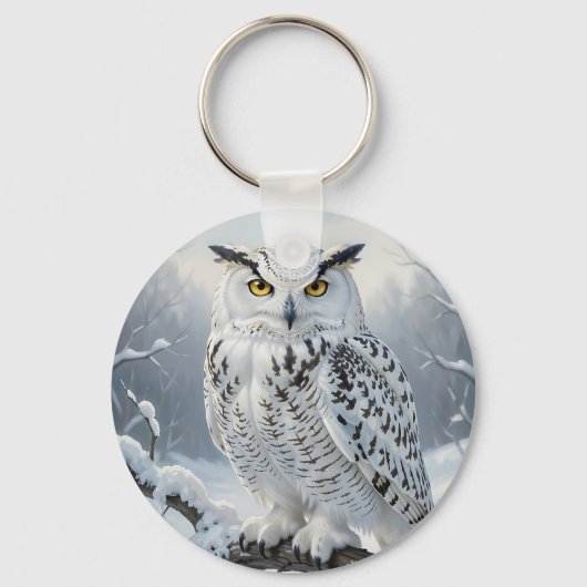 Majestueus Sneeuwuil Wintertafereel Sleutelhanger (Voorkant)