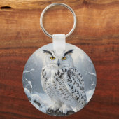 Majestueus Sneeuwuil Wintertafereel Sleutelhanger (Achterkant)