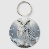 Majestueus Sneeuwuil Wintertafereel Sleutelhanger (Achterkant)