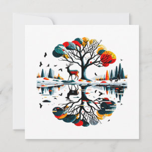 Majestueus Stag in besneeuwd winterbos