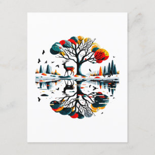 Majestueus Stag in besneeuwd winterbos Informatiekaartje