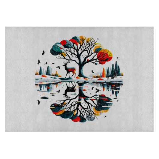 Majestueus Stag in besneeuwd winterbos Snijplank (Voorkant)