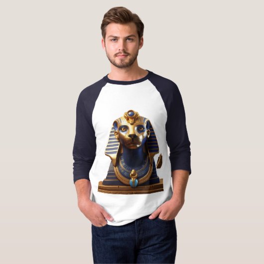 Majestueus standbeeld van de farao t-shirt (Voorkant volledig)
